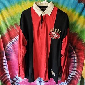 Vintage 1989 Red and Black 49ers Long Sleeve Polo